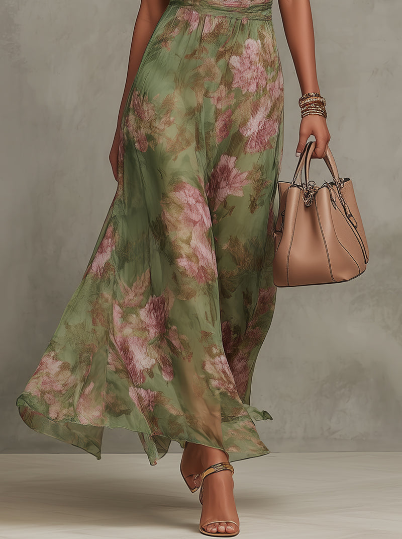 LIVIA™| Vestido maxi halter floral elegante