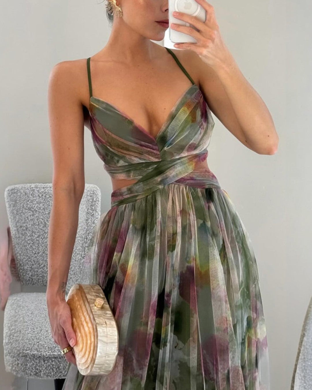 LA SCINTILLA | Vestido largo con estampado floral elegante