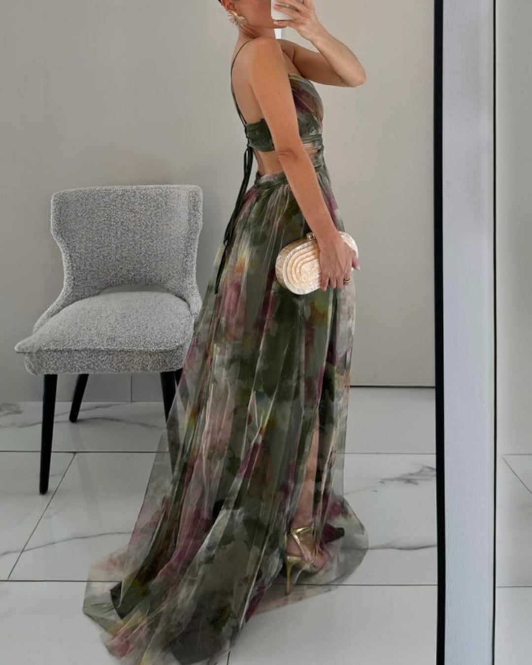LA SCINTILLA | Vestido largo con estampado floral elegante