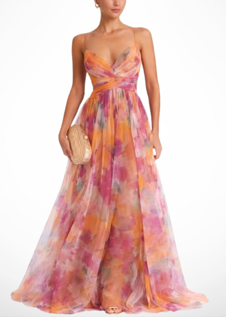 LA SCINTILLA | Vestido largo con estampado floral elegante