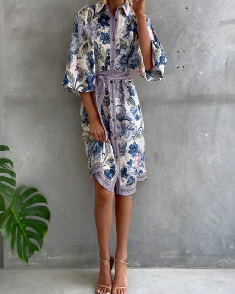 CHIARA | Vestido Elegancia Natural y Estampado de Temporada