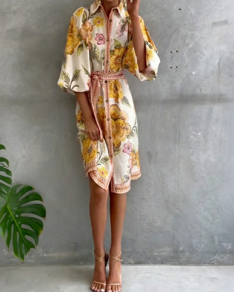 CHIARA | Vestido Elegancia Natural y Estampado de Temporada