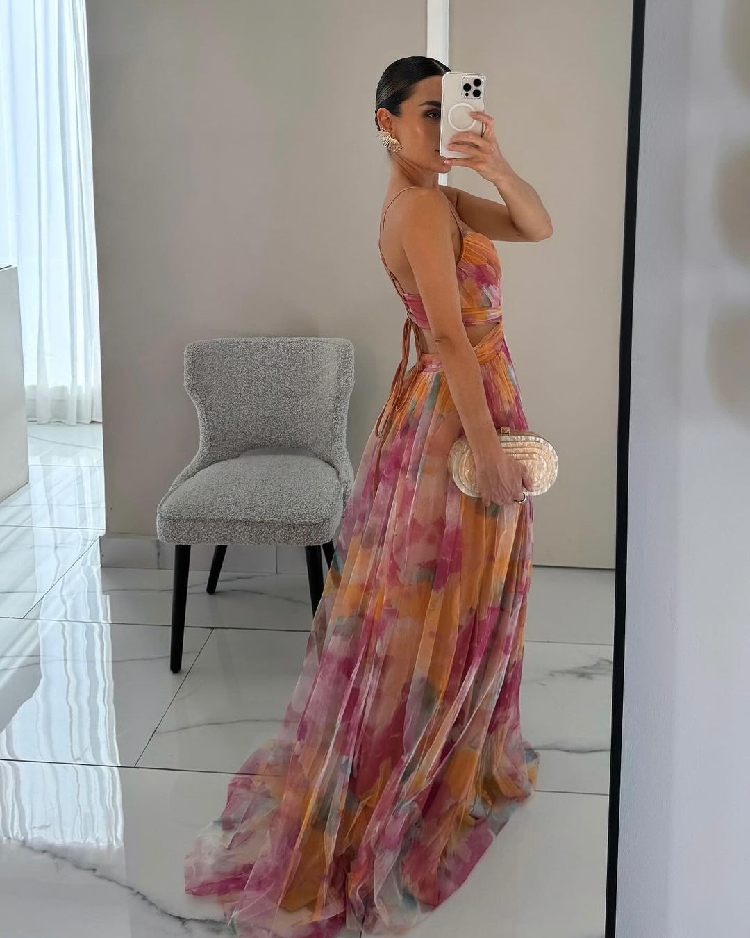 LA SCINTILLA | Vestido largo con estampado floral elegante