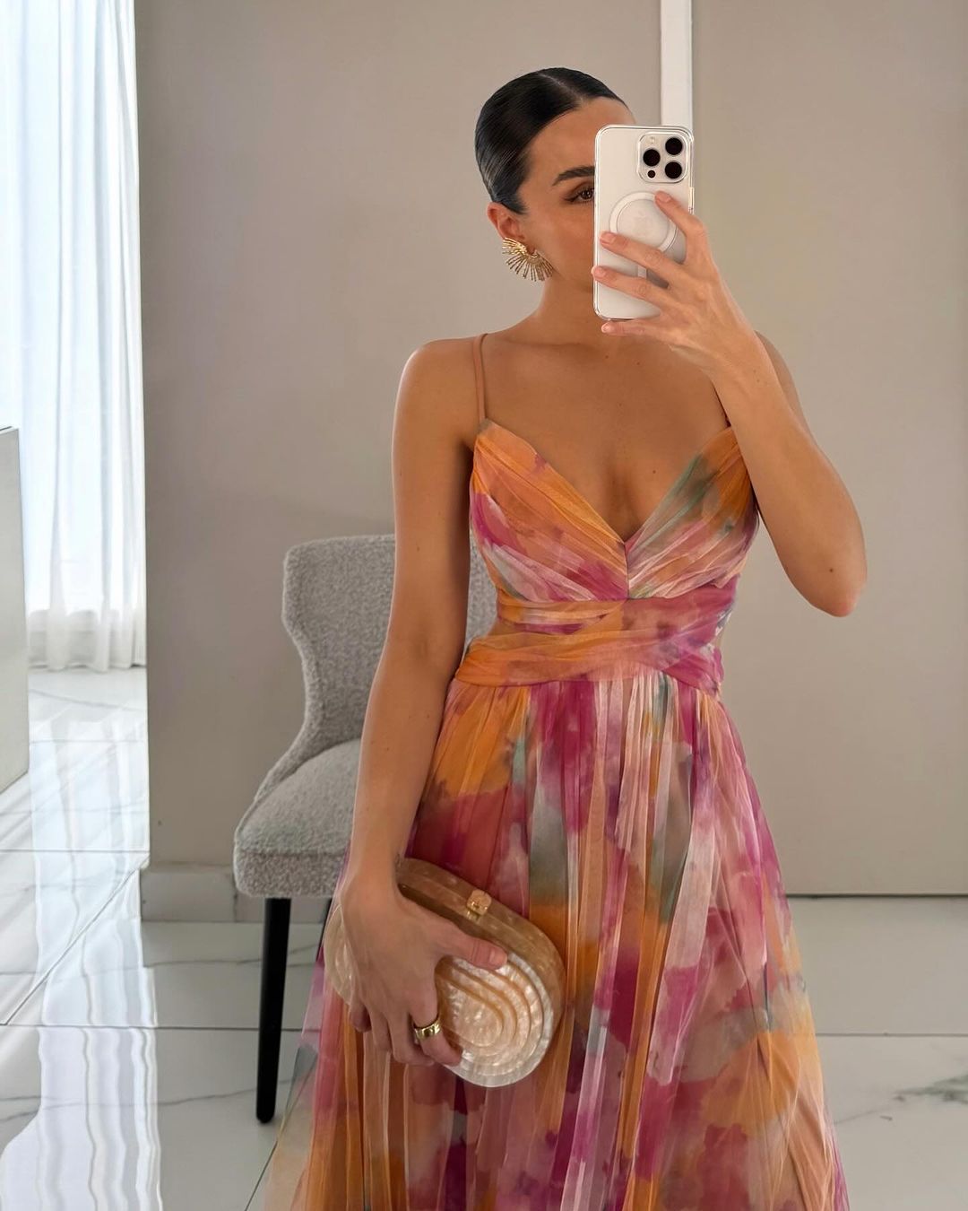 LA SCINTILLA | Vestido largo con estampado floral elegante