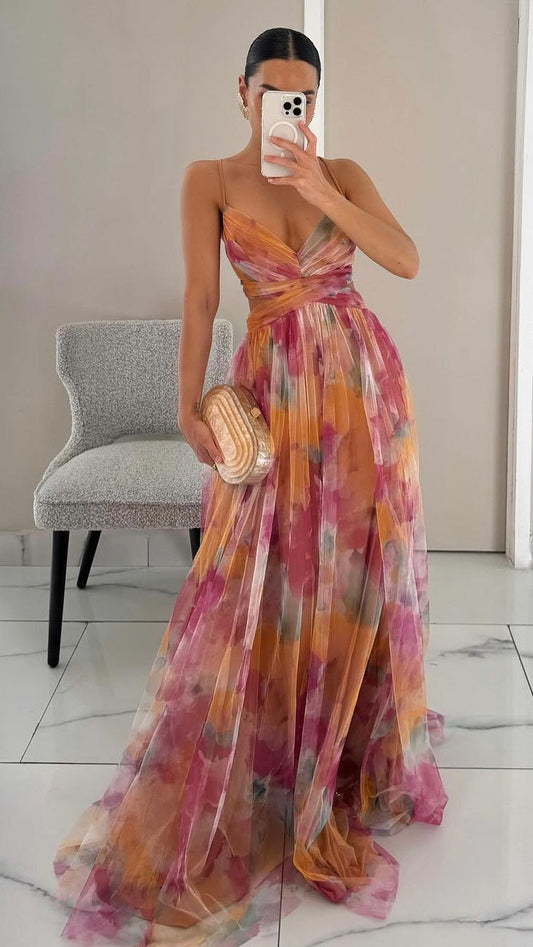 LA SCINTILLA | Vestido largo con estampado floral elegante