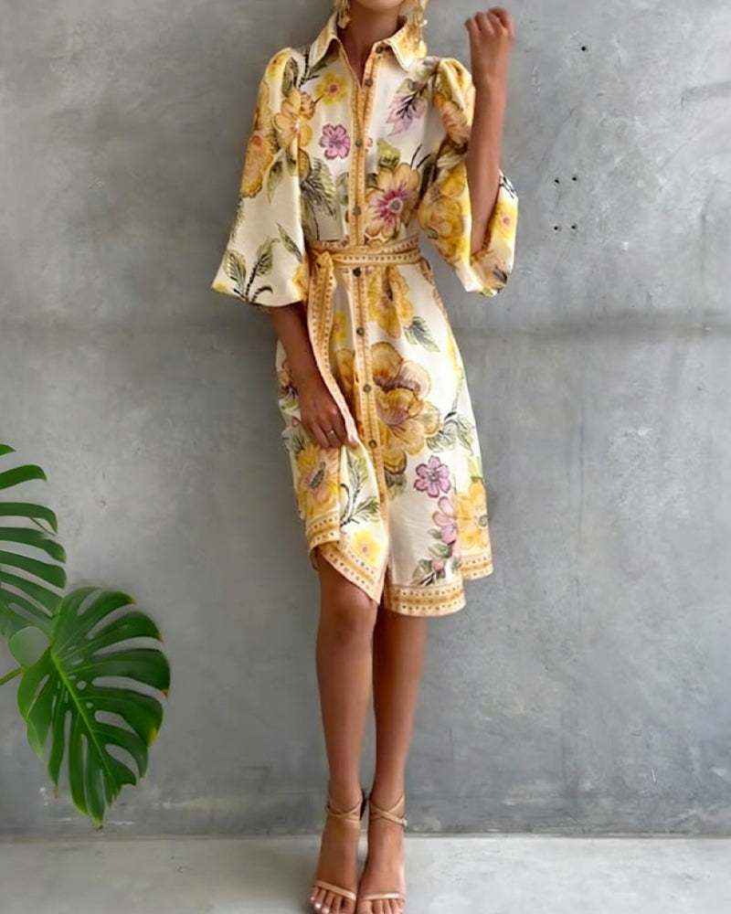 CHIARA | Vestido Elegancia Natural y Estampado de Temporada