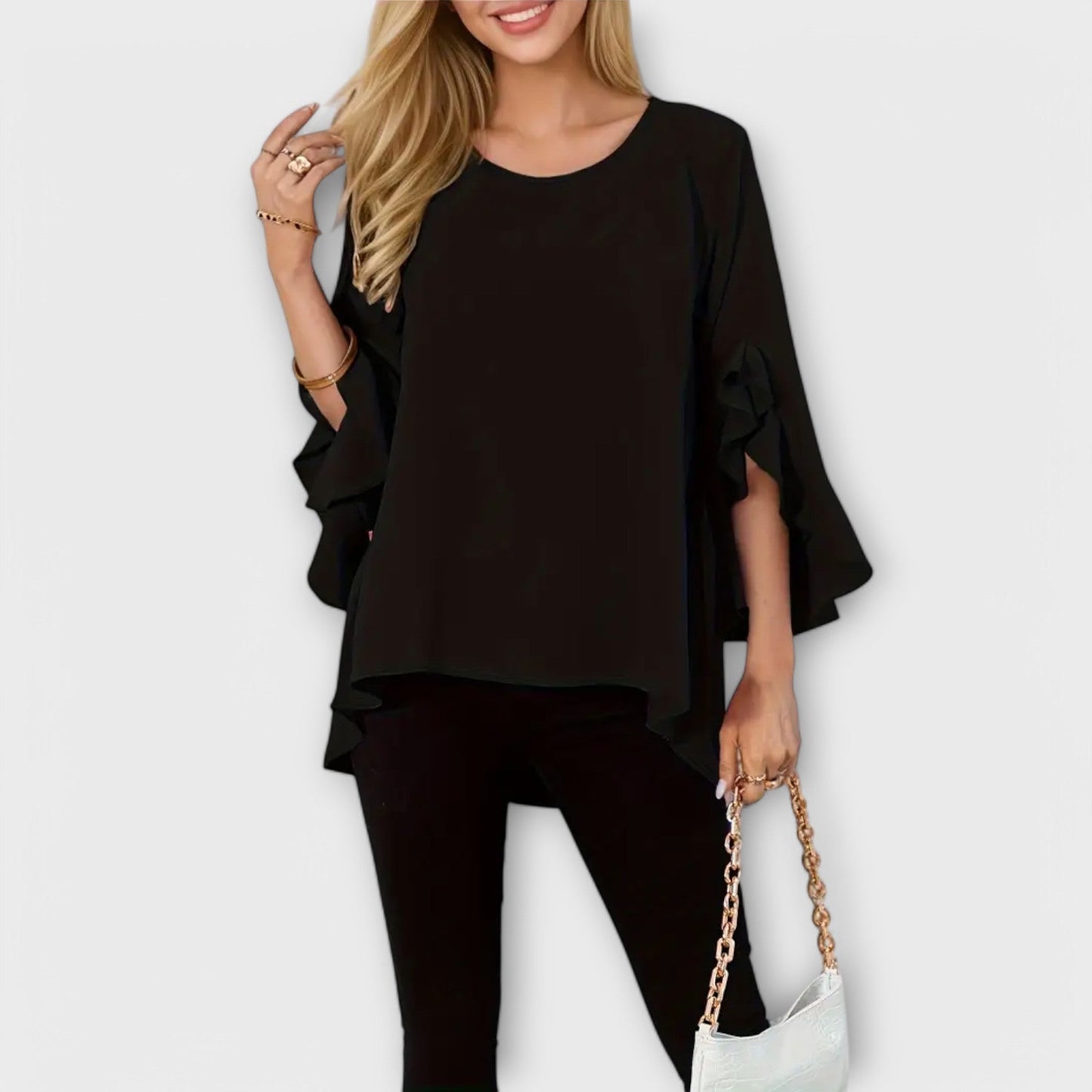 ARIA - Blusa de primavera perfecta con escote redondo