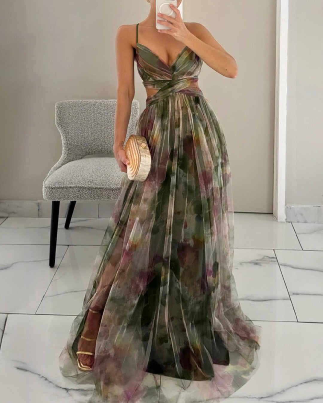 LA SCINTILLA | Vestido largo con estampado floral elegante