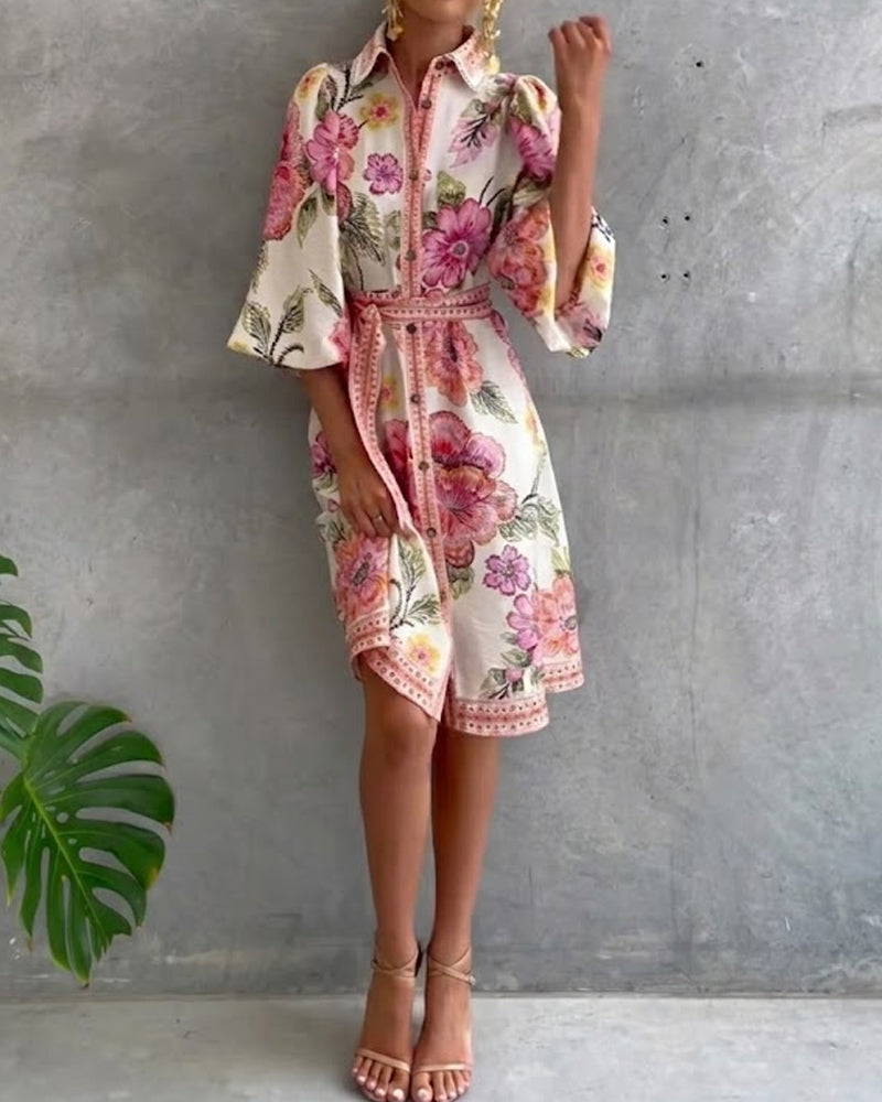 CHIARA | Vestido Elegancia Natural y Estampado de Temporada