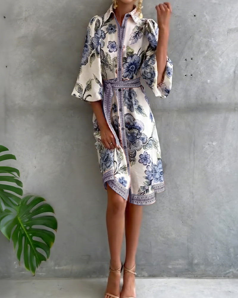 CHIARA | Vestido Elegancia Natural y Estampado de Temporada