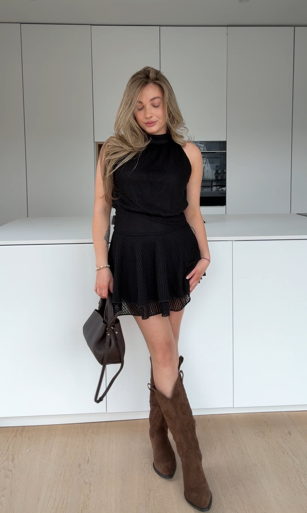 VESTIDO TIPO CROCHET NEGRO