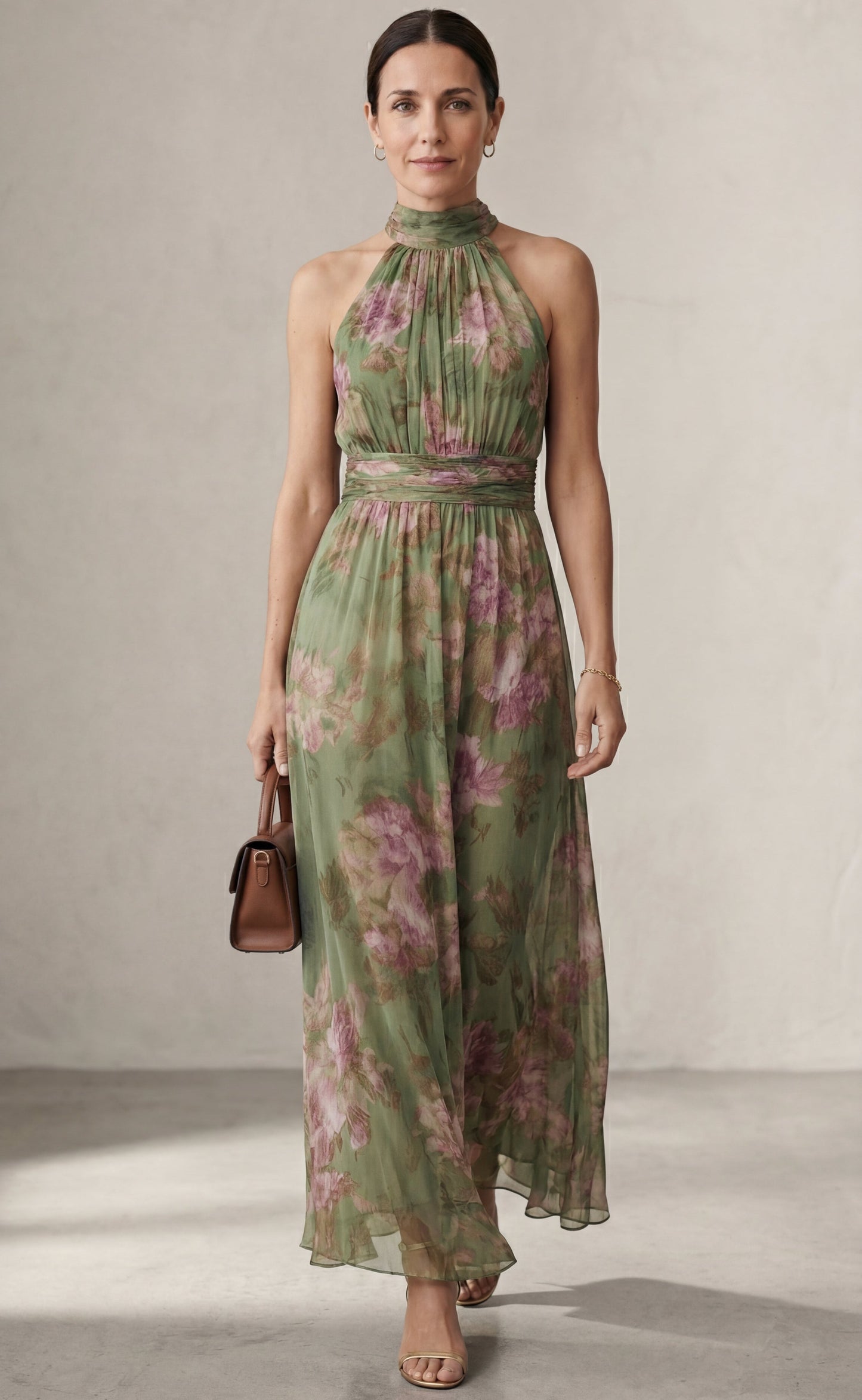 LIVIA™| Vestido maxi halter floral elegante