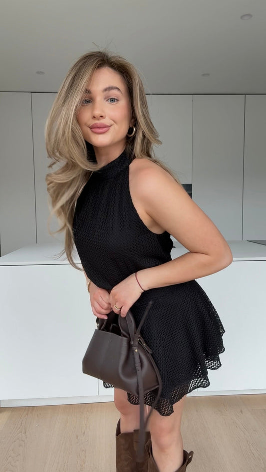 VESTIDO TIPO CROCHET NEGRO
