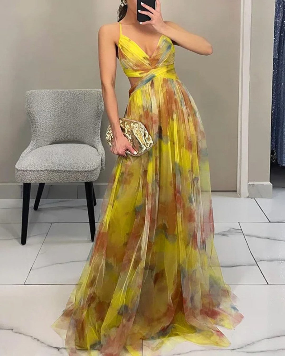 LA SCINTILLA | Vestido largo con estampado floral elegante