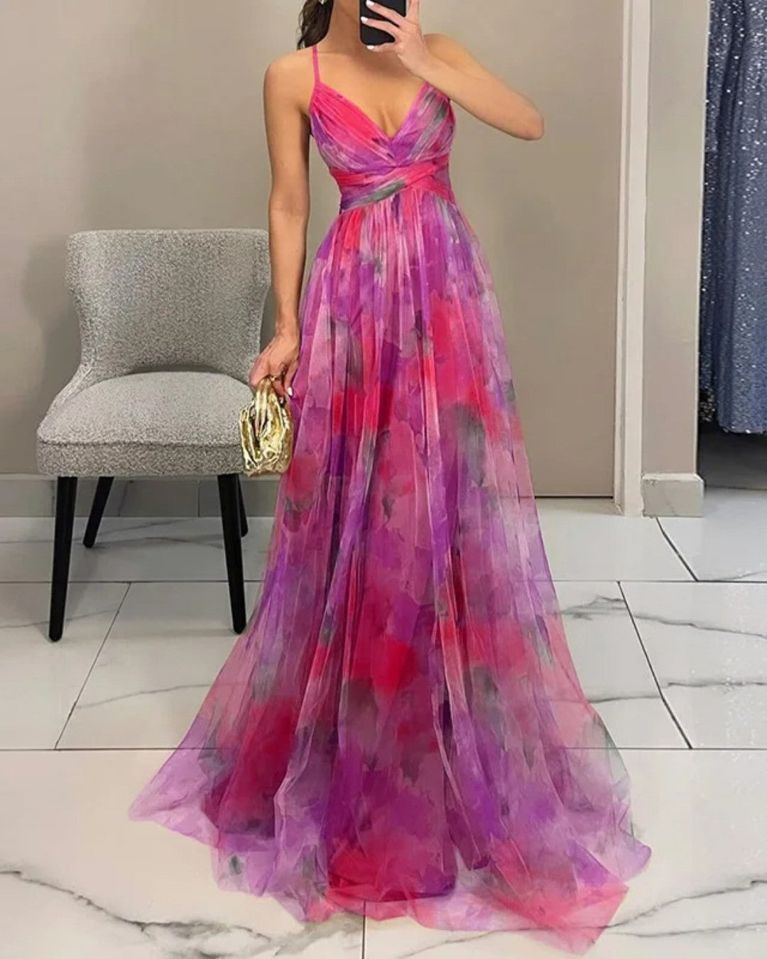 LA SCINTILLA | Vestido largo con estampado floral elegante