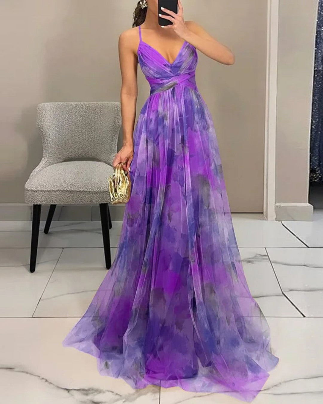LA SCINTILLA | Vestido largo con estampado floral elegante