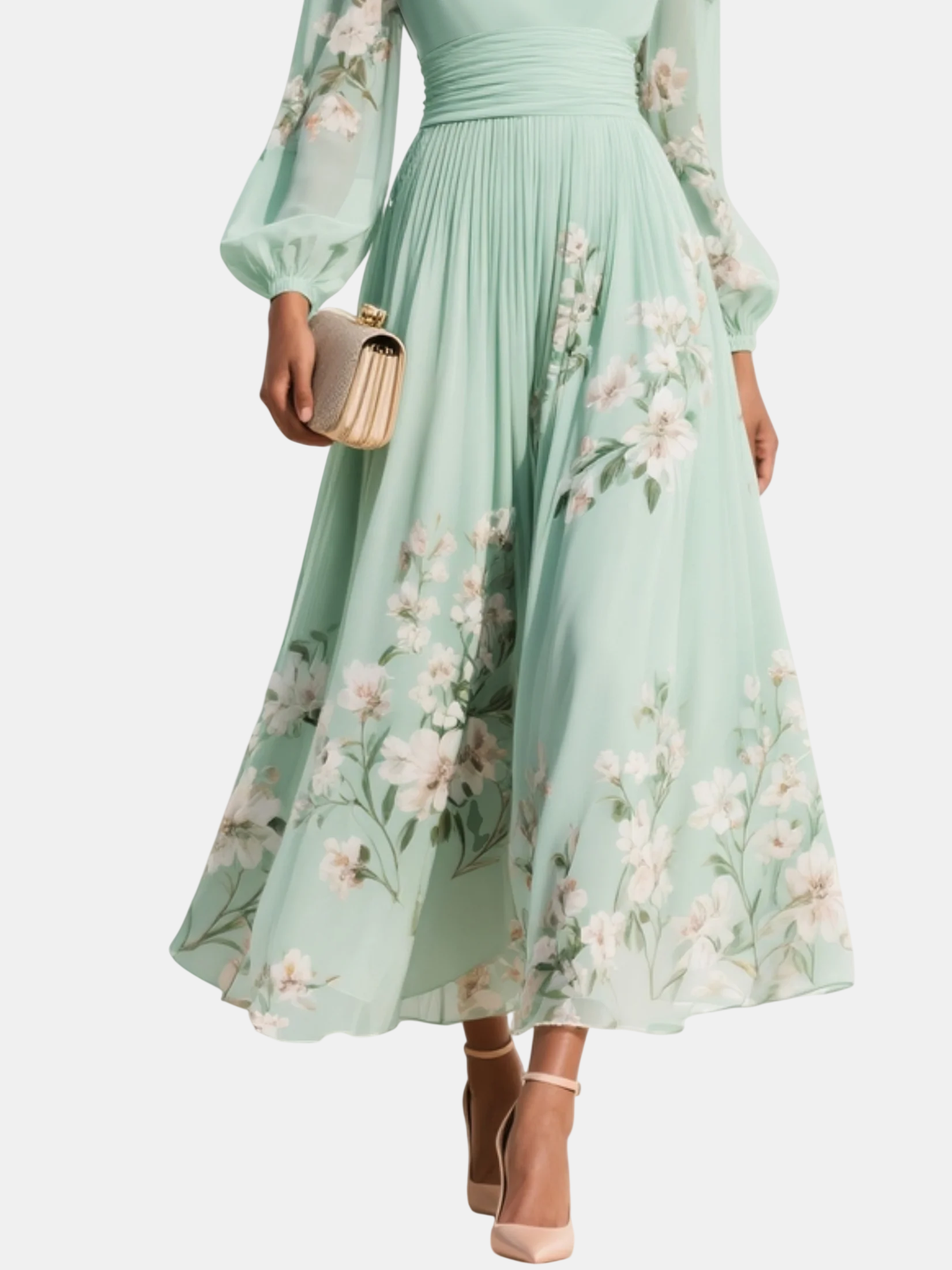 ALBA | Vestido Midi Floral con Escote en V