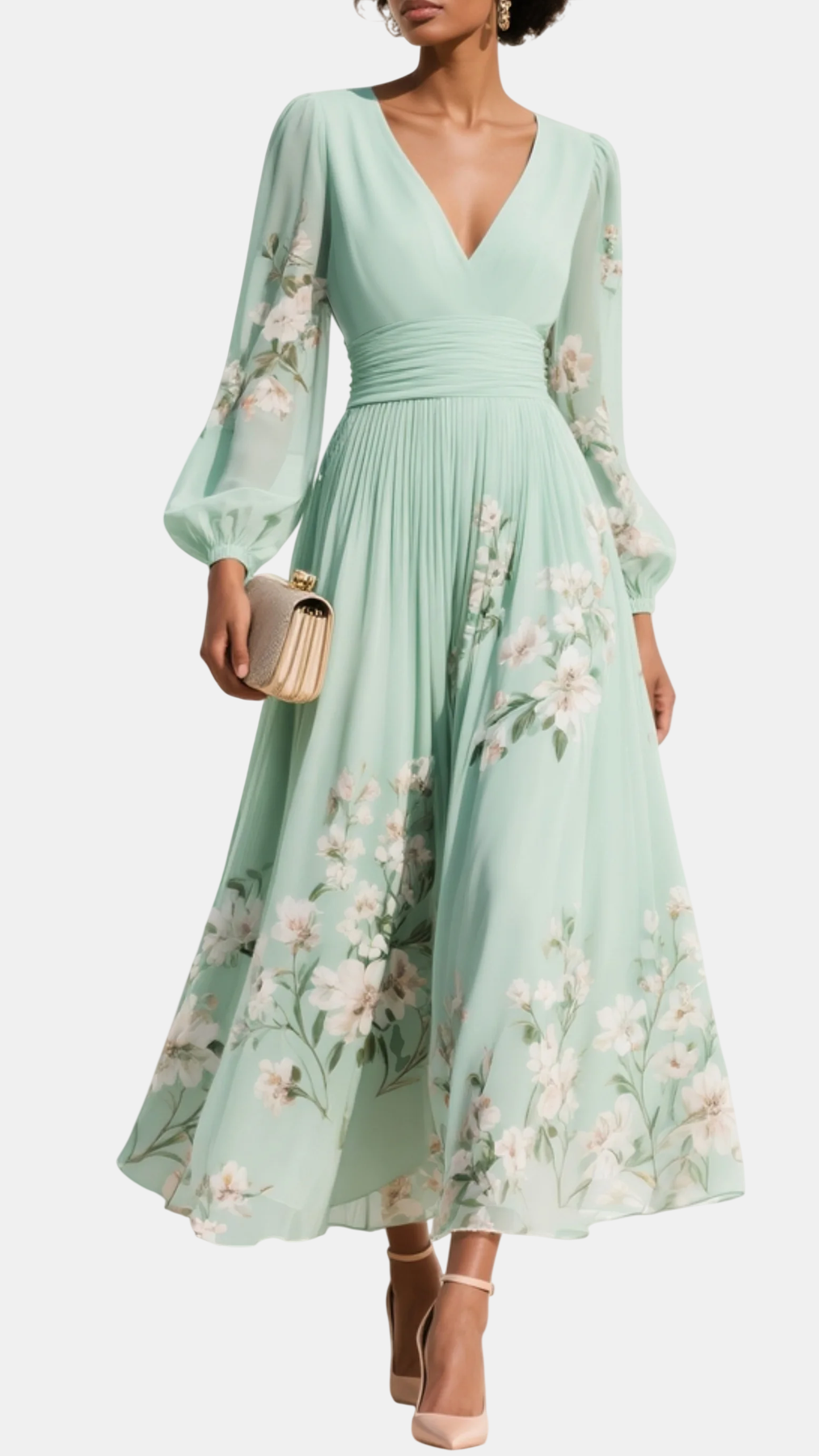 ALBA | Vestido Midi Floral con Escote en V