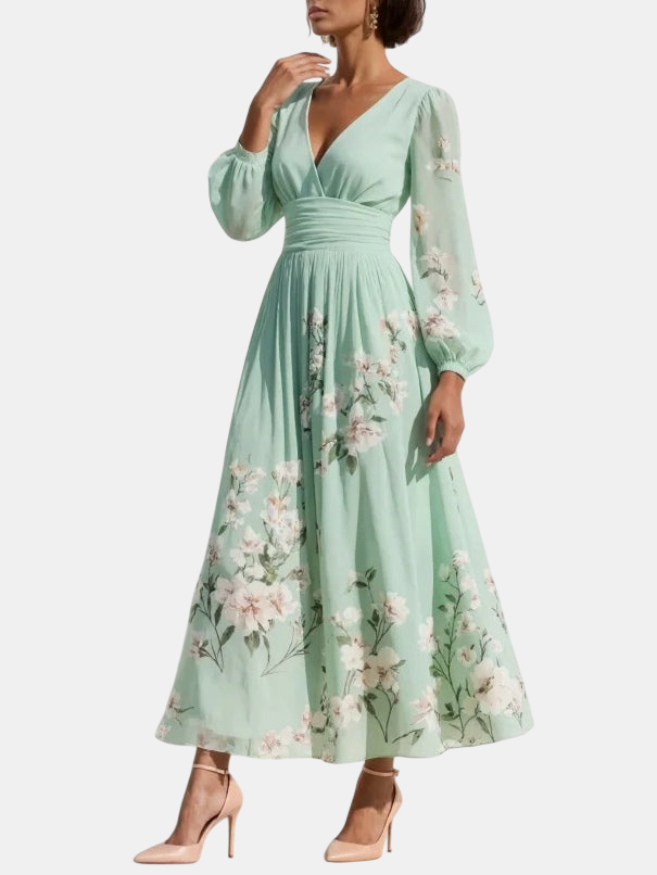 ALBA | Vestido Midi Floral con Escote en V