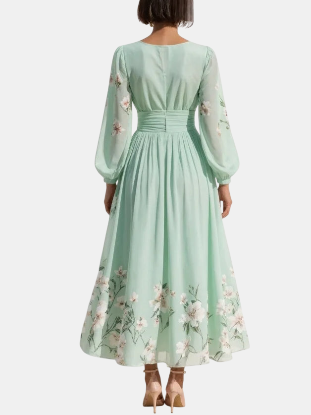 ALBA | Vestido Midi Floral con Escote en V