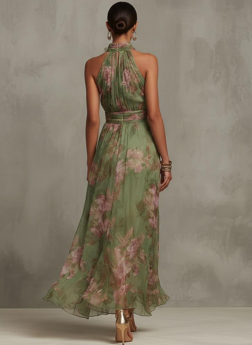 LIVIA™| Vestido maxi halter floral elegante