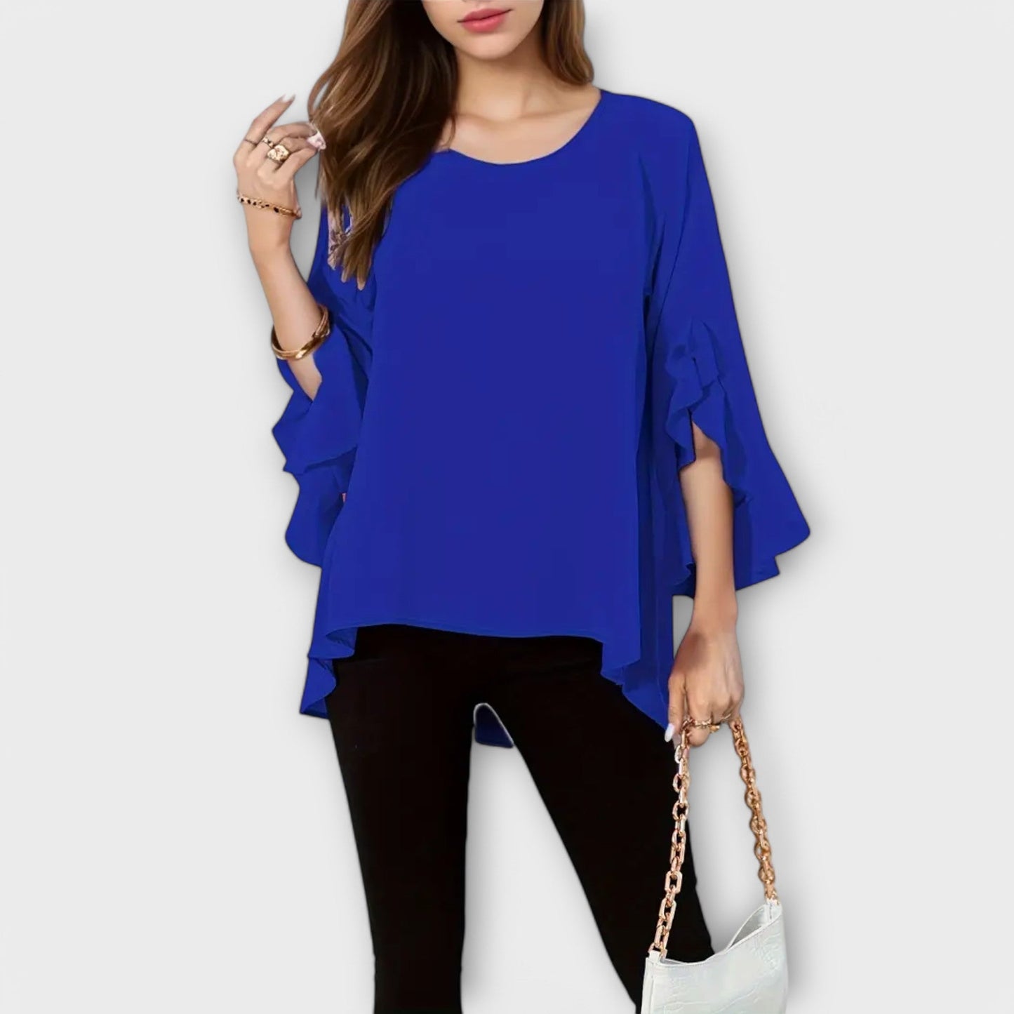 ARIA - Blusa de primavera perfecta con escote redondo