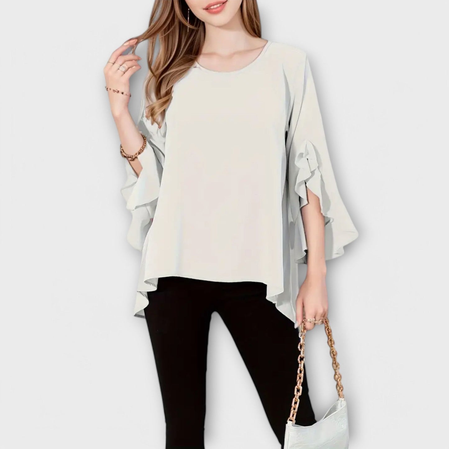 ARIA - Blusa de primavera perfecta con escote redondo