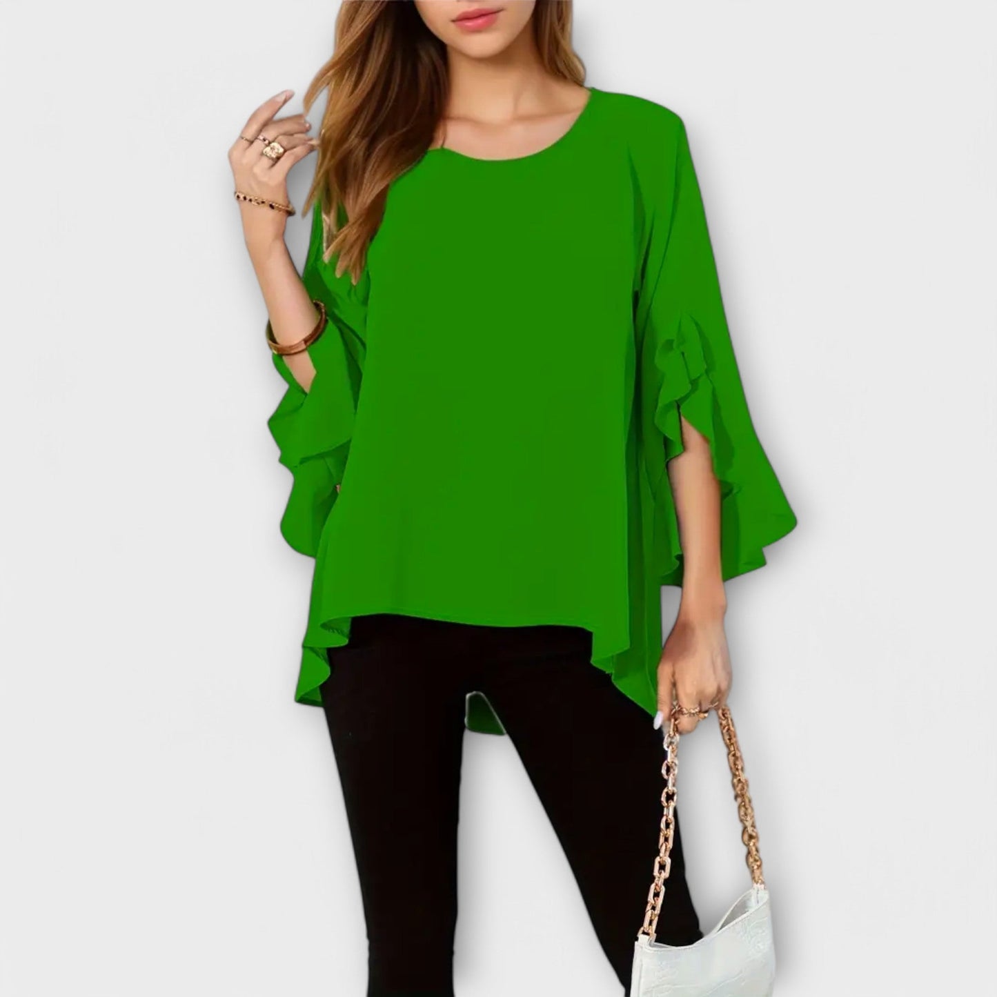 ARIA - Blusa de primavera perfecta con escote redondo