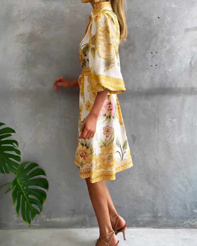 CHIARA | Vestido Elegancia Natural y Estampado de Temporada