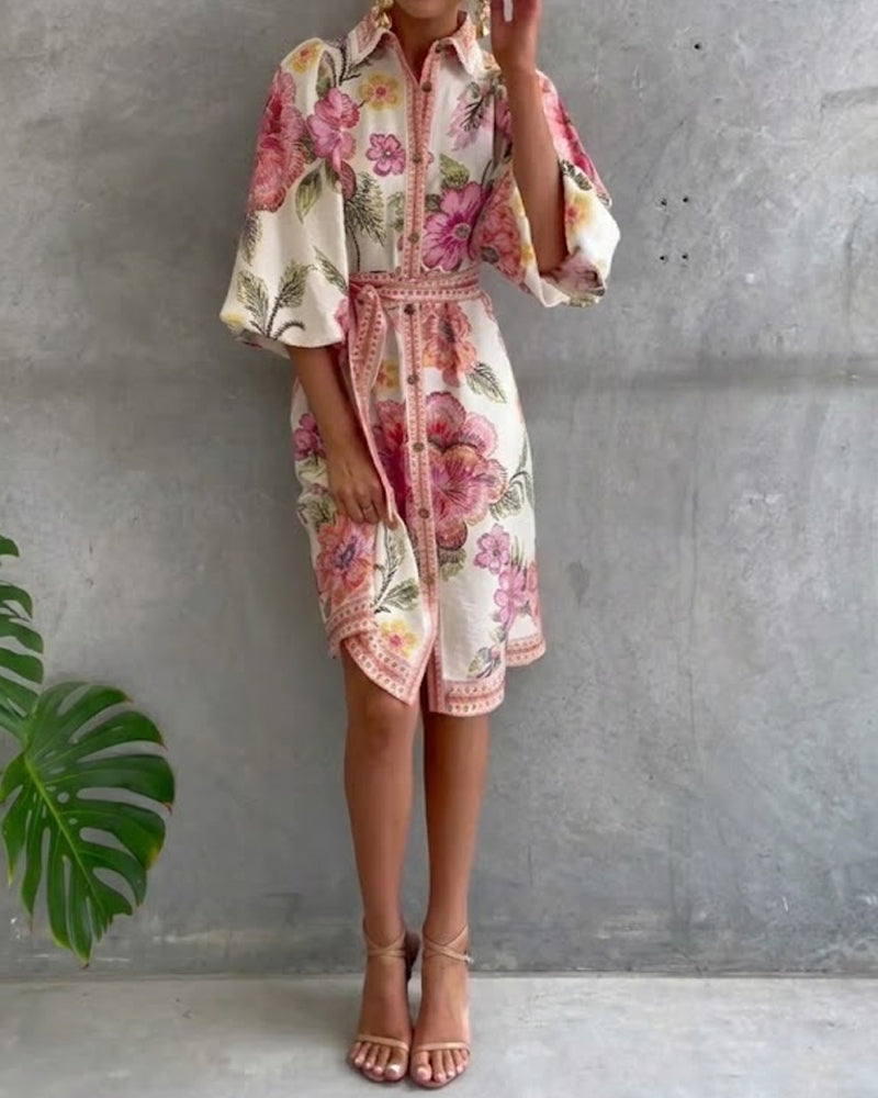 CHIARA | Vestido Elegancia Natural y Estampado de Temporada