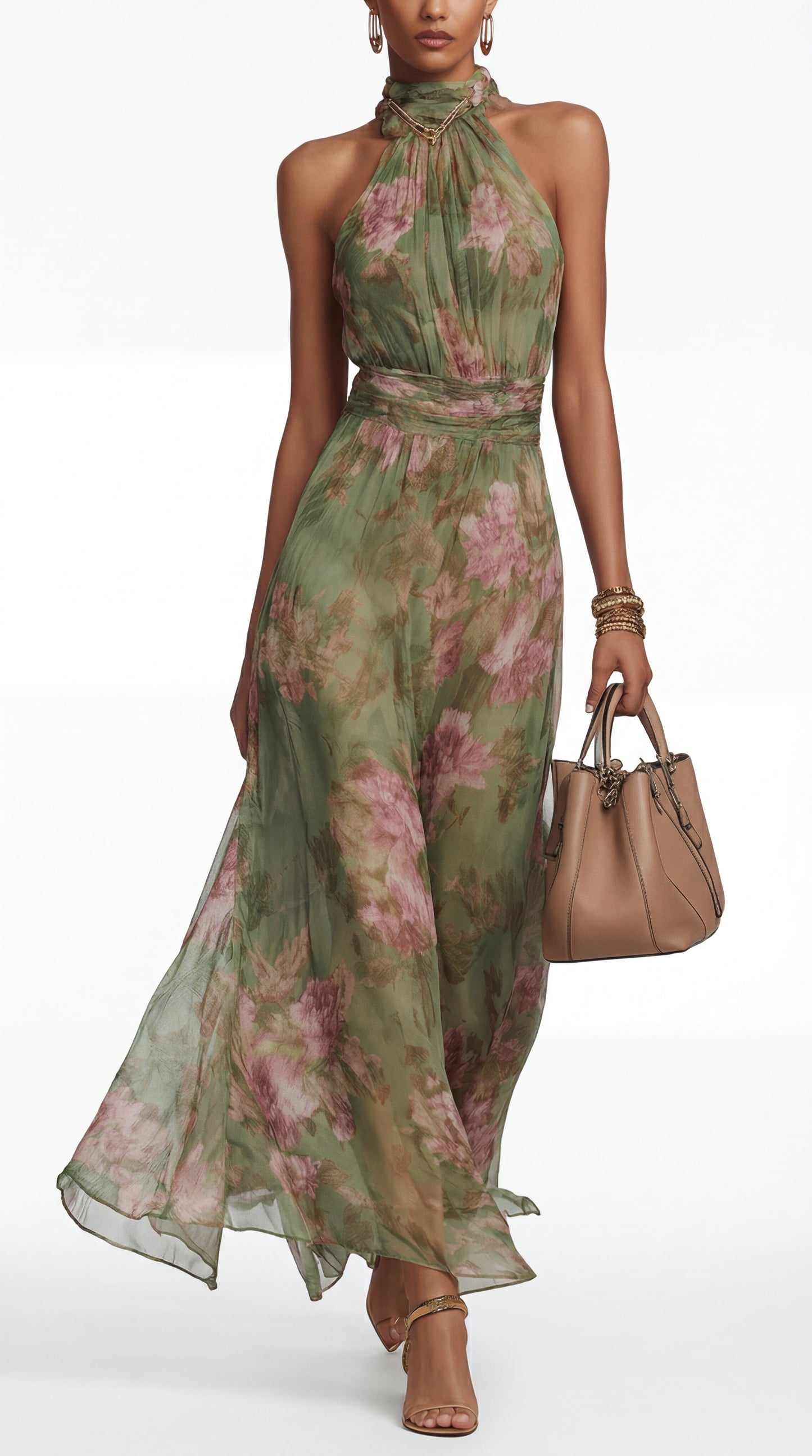 LIVIA™| Vestido maxi halter floral elegante