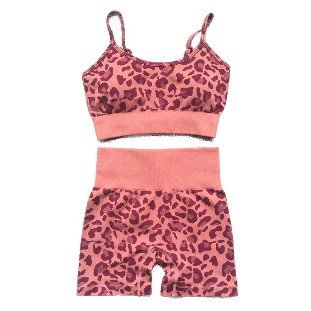 Conjunto deportivo de sujetador y shorts LeopardFit
