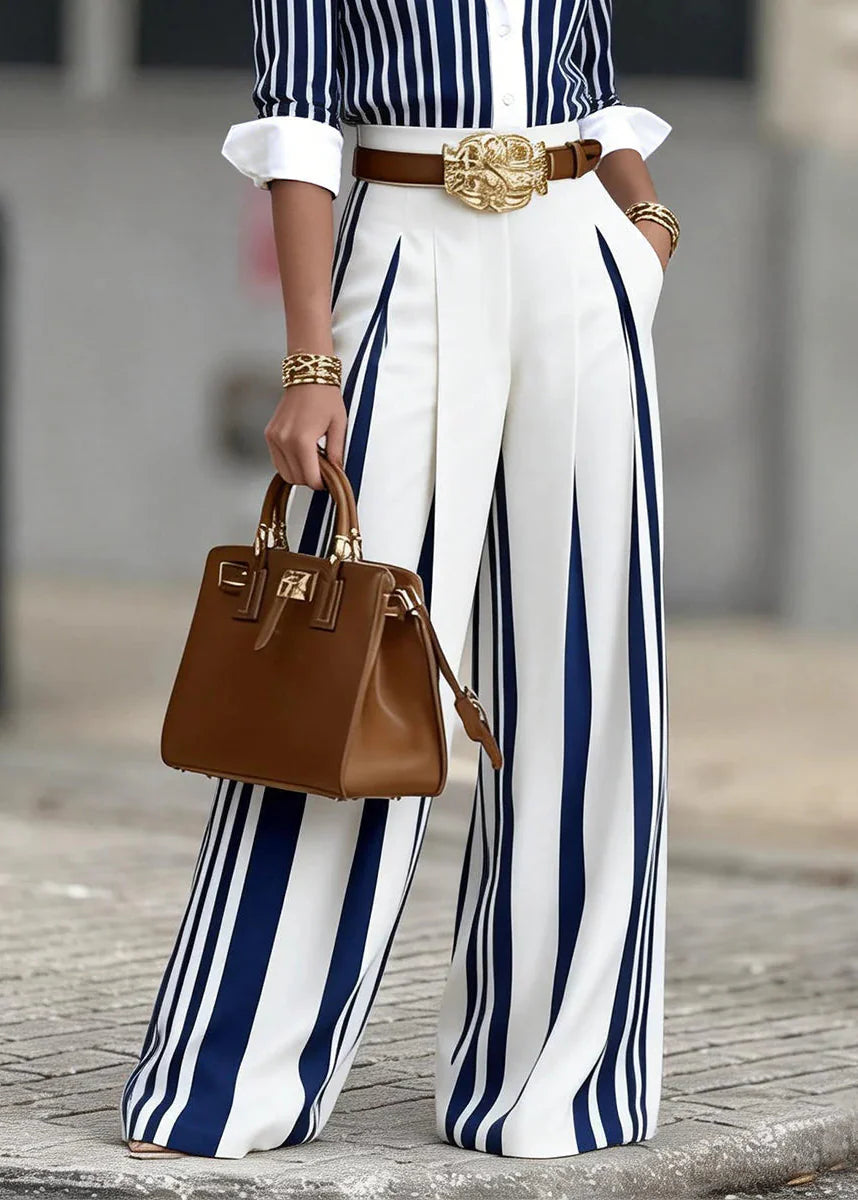 LUCIA: CONJUNTO CAMISA Y PANTALON DE MUJER A RAYAS